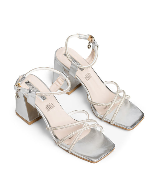 Zapatilla Plata Tiras Brillos 9768